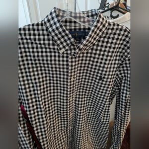 Ralph Lauren Men's XL Slim Fit Black & White Gingham Button Down Shirt